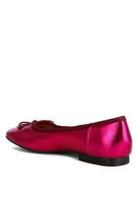 Primrose Metallic Pleather Bow Ballerinas - 1985 the VAULT Boutique