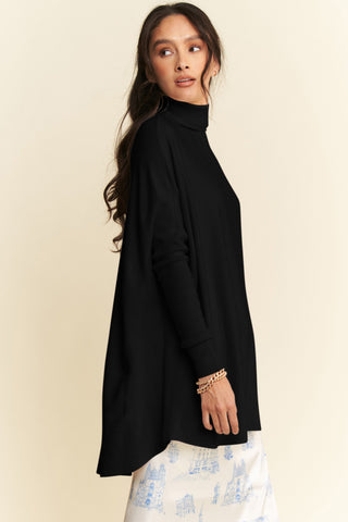 Davi & Dani High-Low Turtleneck Long Sleeve Knit Top - 1985 the VAULT Boutique