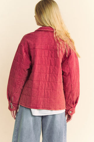 Davi & Dani Quilted Button Down Shacket with Chest Pockets - 1985 the VAULT Boutique