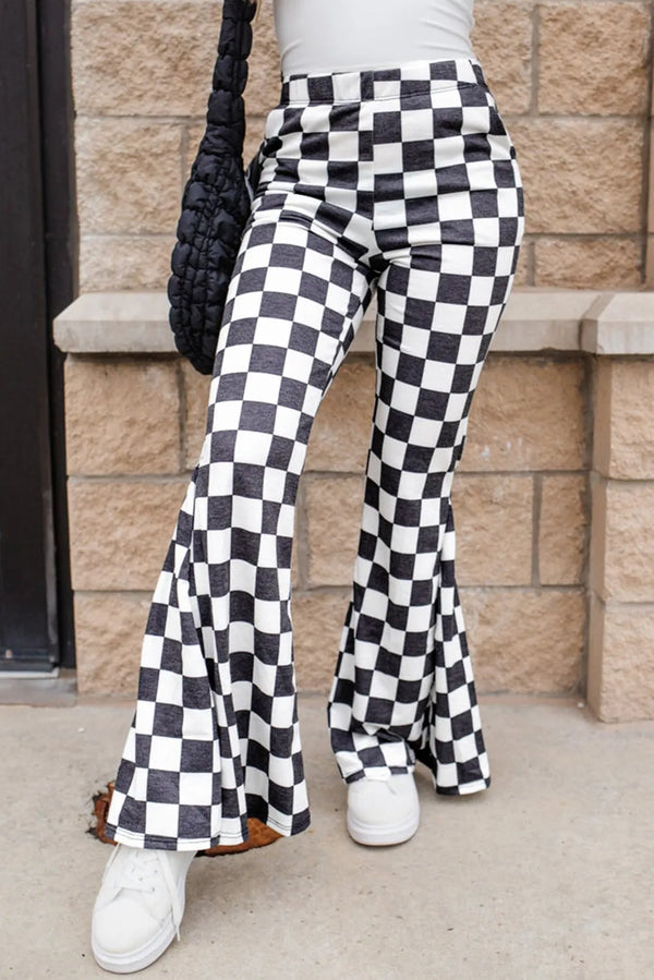 Checkered Flare Pants with Pockets - 1985 THE VAULT