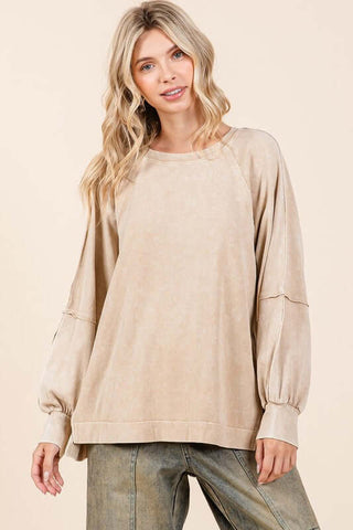 Mittoshop Mineral Wash Raglan Long Sleeve Oversized Top - 1985 the VAULT Boutique