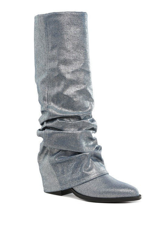 Capella Fold-Over Slouchy Denim Boot - 1985 the VAULT Boutique