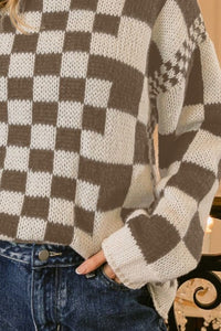 BiBi Checkered Contrast Chunky Sweater - 1985 the VAULT Boutique