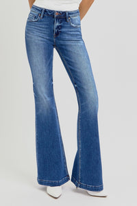 RISEN Full Size Low Rise Flare Jeans with Pockets - 1985 the VAULT Boutique