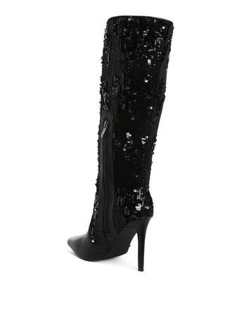 Sitarah Sequin Embellished Stiletto Long Boots - 1985 the VAULT Boutique