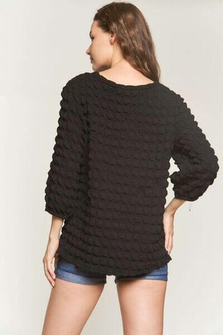 ADORA Bubble Texture Round Neck Blouse - 1985 the VAULT Boutique