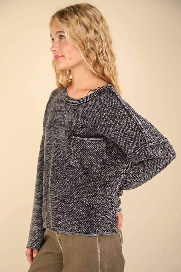 VERY J Mineral Washed Exposed Seam Sweater - 1985 the VAULT Boutique