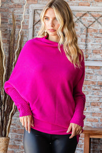 First Love Full Size Asymmetrical Hem Dolman Sleeve Sweater - 1985 the VAULT Boutique