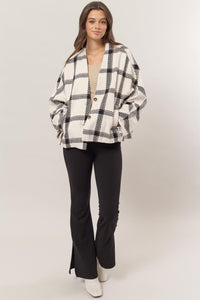 HYFVE Plaid Long Sleeve Jacket with Side Slit Pockets - 1985 the VAULT Boutique