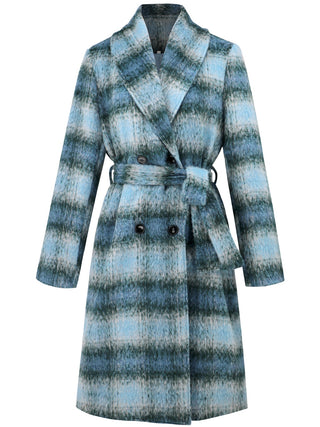 Plaid Tie Waist Long Sleeve Coat - 1985 the VAULT Boutique