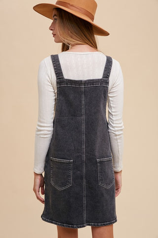 Annie Wear Wide Strap Denim Overall Dress with Pockets - 1985 the VAULT Boutique