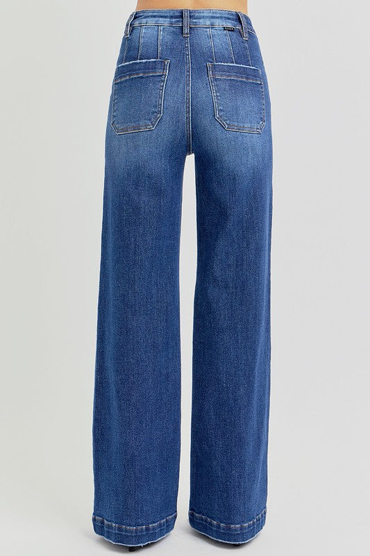 RISEN Full Size High Rise Wide Leg Jeans with Slanted Pockets - 1985 the VAULT Boutique