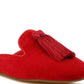 Cardinal Tassel Detail Velvet Mules - 1985 the VAULT Boutique