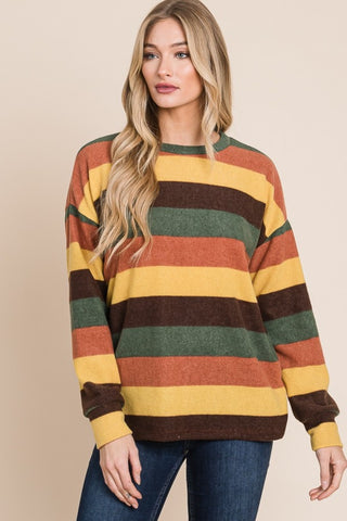 BOMBOM Multi-Color Striped Knit Top - 1985 the VAULT Boutique