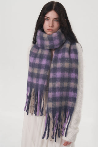 Fringe Plaid Polyester Scarf - 1985 the VAULT Boutique