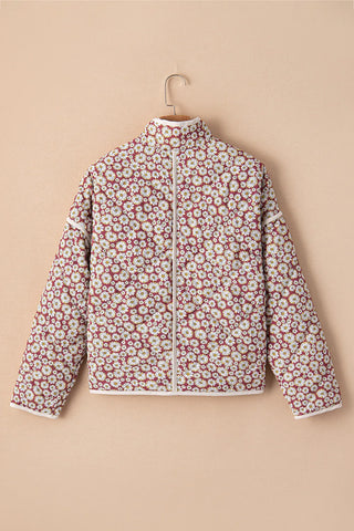 Floral Snap Down Mock Neck Coat - 1985 the VAULT Boutique