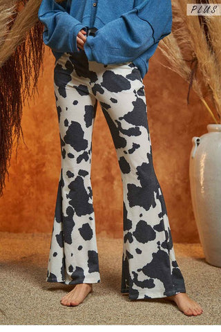 MOCHA COW PRINT FLARED PANTS - 1985 the VAULT Boutique