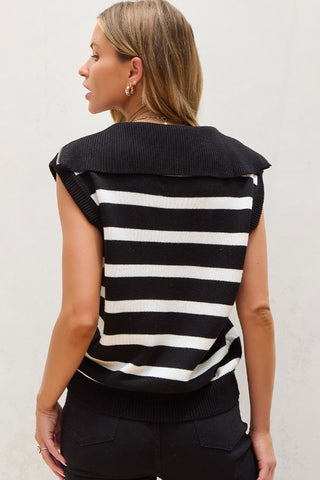 Striped Half Zip Sweater Vest - 1985 the VAULT Boutique