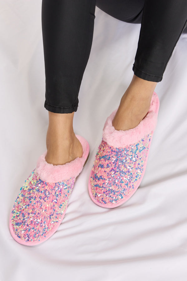 Forever Link Sequin Plush Round Toe Slippers - 1985 the VAULT Boutique