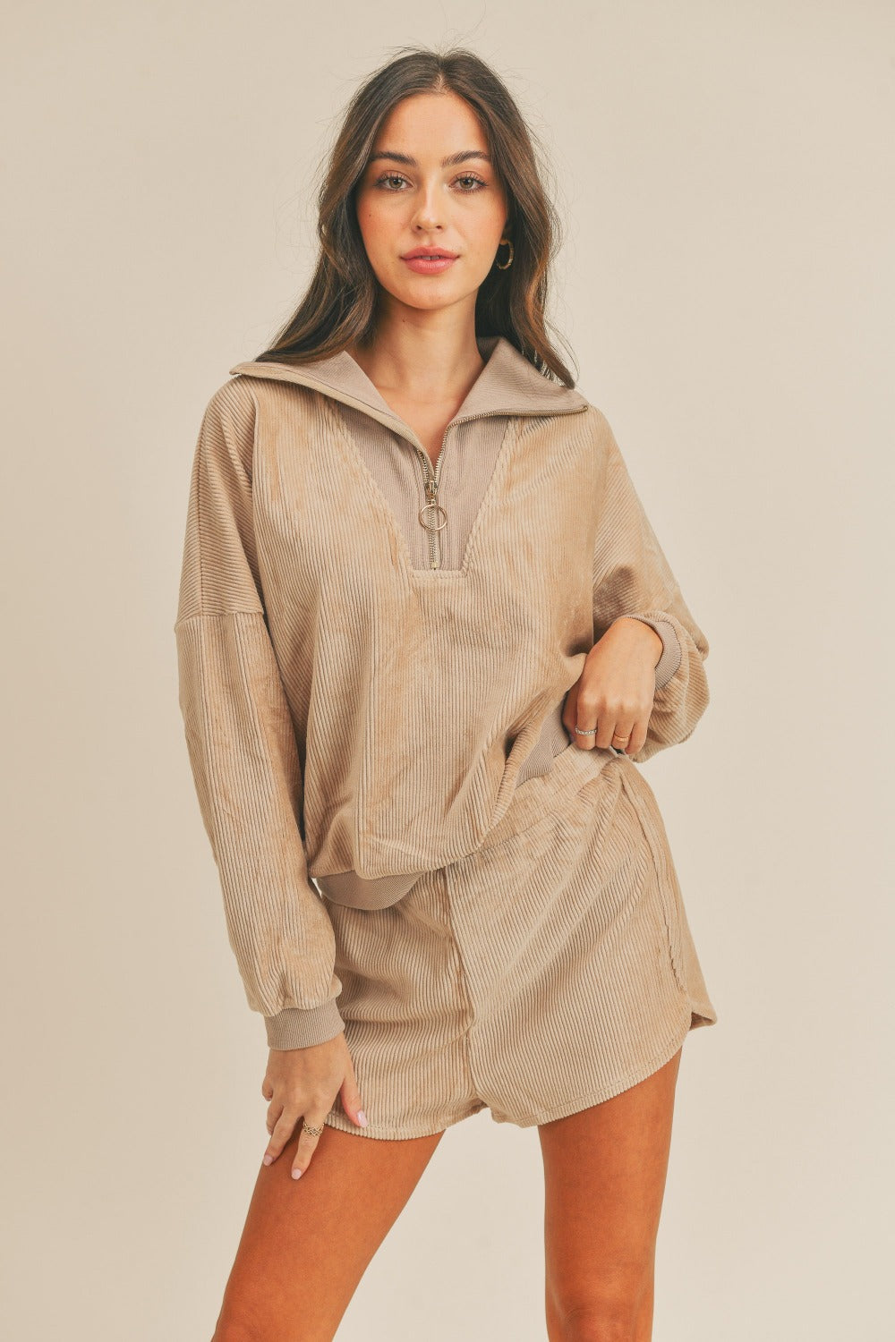 MABLE Corduroy Half Zip Top and Shorts Set - 1985 THE VAULT