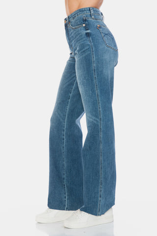 Judy Blue Full Size Tummy Control Cut Raw Hem Straight Jeans - 1985 the VAULT Boutique