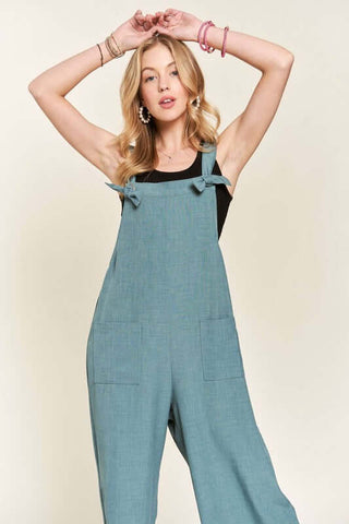 ADORA Knotted Wide Strap Wide Leg Overalls - 1985 the VAULT Boutique