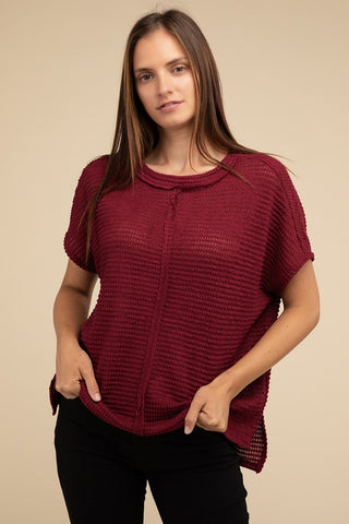 Dolman Short Sleeve Jacquard Sweater - 1985 the VAULT Boutique