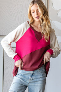 HOPELY Color Block Long Sleeve T-Shirt - 1985 the VAULT Boutique