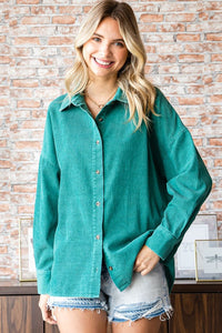 First Love Washed Corduroy Button Down Long Sleeve Shirt - 1985 the VAULT Boutique