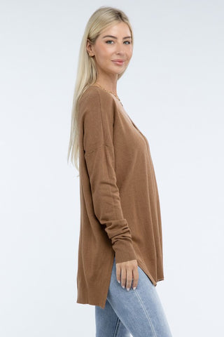 Hi-Low Hem Basic Front Seam Sweater - 1985 the VAULT Boutique