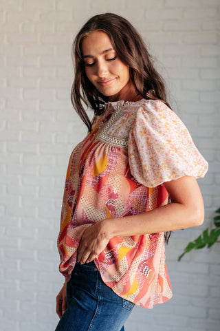 Day Dreamer Mixed Floral Top in Mauve - Happily Ever Atchison Shop Co.