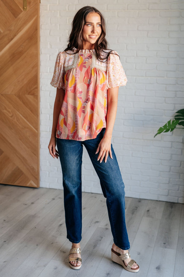 Day Dreamer Mixed Floral Top in Mauve - Happily Ever Atchison Shop Co.