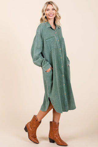 Mittoshop Mineral Wash Cotton Gauze Midi Shirt Dress - 1985 the VAULT Boutique