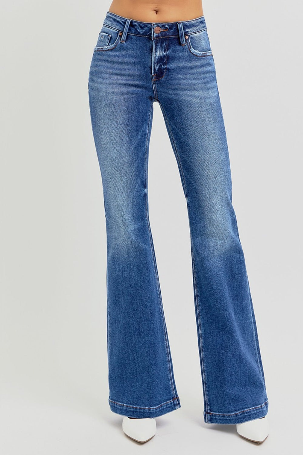 RISEN Full Size Low Rise Flare Jeans with Pockets - 1985 the VAULT Boutique