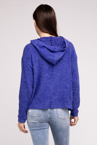 Hooded Brushed Melange Hacci Sweater - 1985 the VAULT Boutique