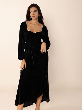 Sweetheart Neck Long Sleeve Midi Dress - 1985 the VAULT Boutique