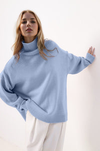 Basic Bae Side Slit Turtleneck Long Sleeve Sweater - 1985 the VAULT Boutique