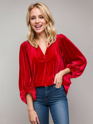 V-Neck Three-Quarter Sleeve Blouse - 1985 the VAULT Boutique