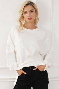 Exposed Seam High-Low Long Sleeve Sweatshirt - 1985 the VAULT Boutique