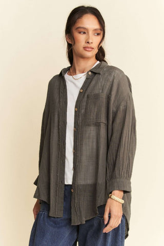 Davi & Dani High-Low Chest Pocket Button Up Shirt - 1985 the VAULT Boutique