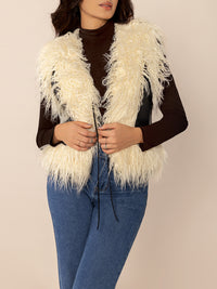 Tied Fringe Contrast Vest - 1985 the VAULT Boutique