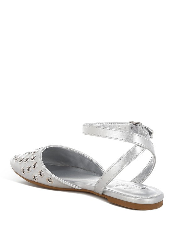 Chalcis Metallic Eyelet Detail Flat Sandals - 1985 the VAULT Boutique