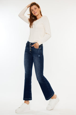 Kancan Mid Rise Button Fly Flare Jeans - 1985 the VAULT Boutique