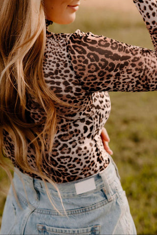 Turtleneck Leopard Long Sleeve Bodysuit - 1985 the VAULT Boutique