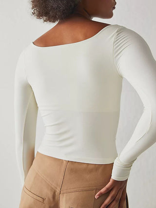 Basic Square Neck Long Sleeve T-Shirt - 1985 the VAULT Boutique