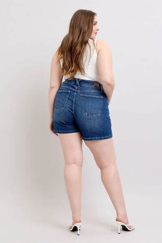 Judy Blue Full Size Double Button Waistband Denim Shorts Plus Size - 1985 the VAULT Boutique