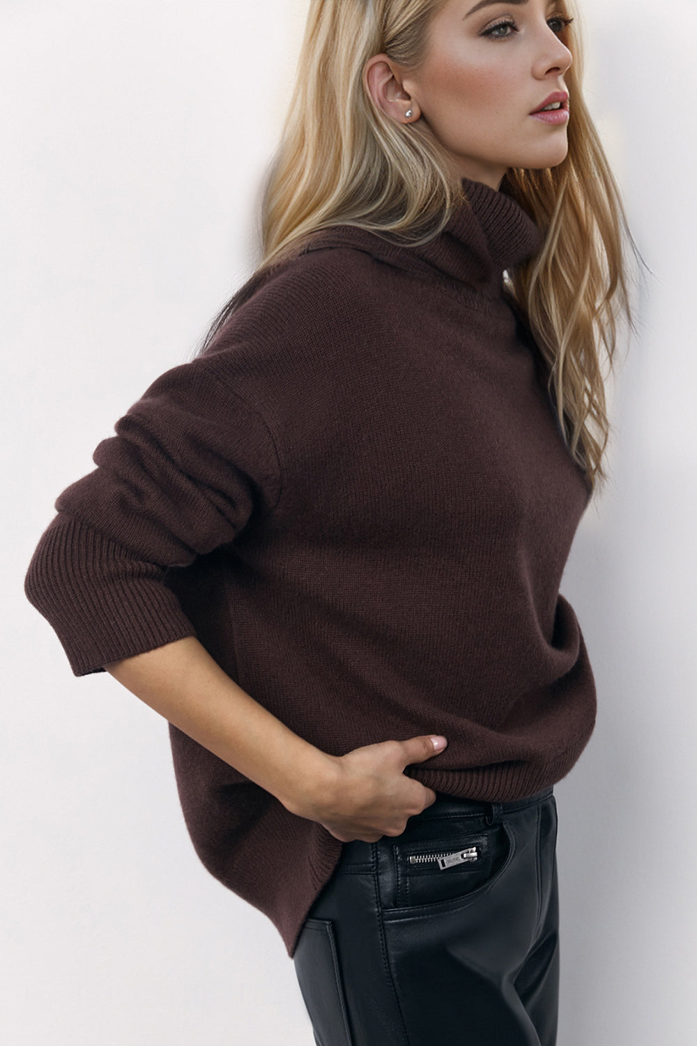 Basic Bae Turtleneck Long Sleeve Dropped Shoulder Sweater - 1985 the VAULT Boutique