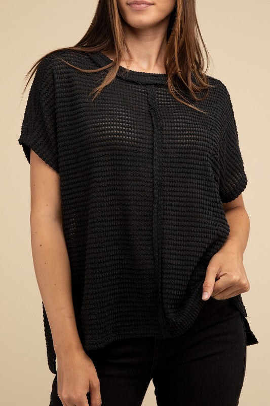 Dolman Short Sleeve Jacquard Sweater - 1985 the VAULT Boutique