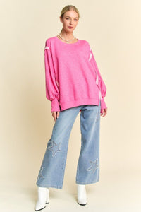 Davi & Dani Side Slit High-Low Lantern Sleeve Knit Top - 1985 the VAULT Boutique