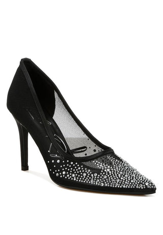 High Ball Mesh Rhinestone Stiletto Pumps - 1985 the VAULT Boutique